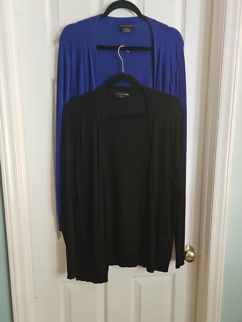 Set Of Grace Elements Black and Royal Blue Open-Front Cardigans- Pair